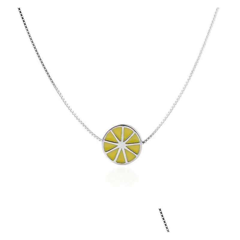 Hänge halsband modefrukter citron emalj Sier halsband solida sterling smycken för flickor 5st mycket släpp leverans hänge dhgarden dhmrj