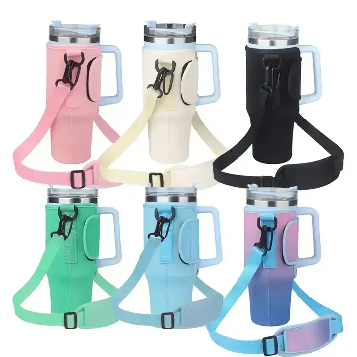 UPS 40oz Neoprene Water Bottles Pouch Holder Insulated Sports Fitness Water Bottle Sleeve Carrier Bag With Shoulder JJ 9.12