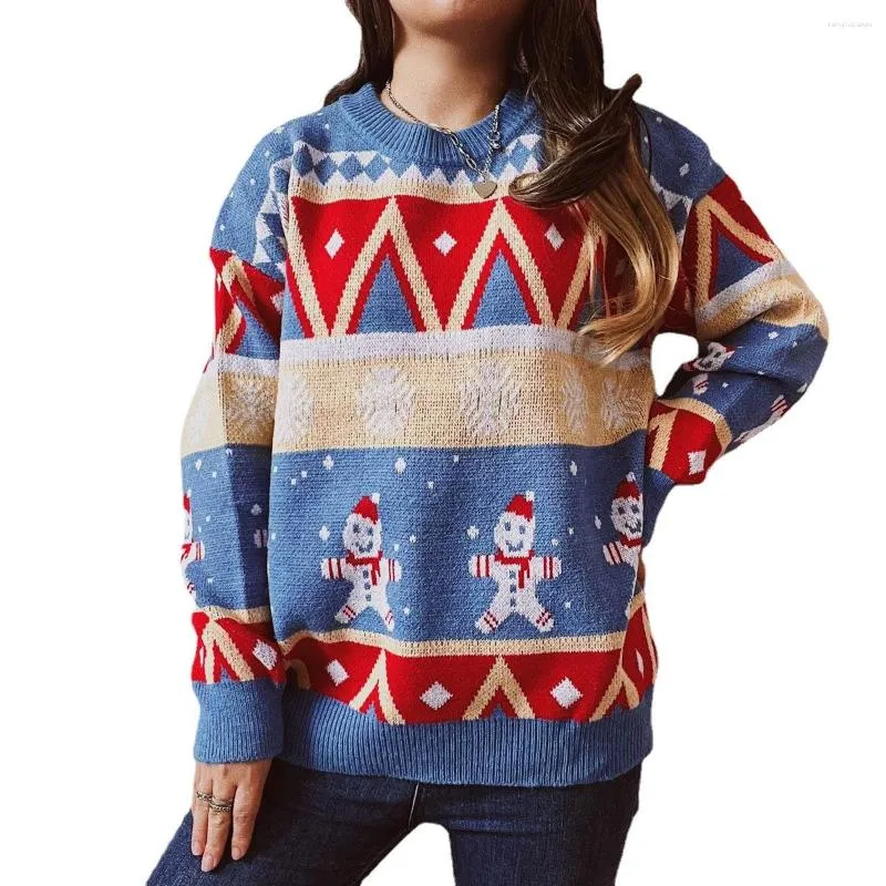 Vintage Christmas Sweater for Women Loose Knit Pullover, Long Sleeve Crop  Top, Warm Cozy Holiday Jumper, Year-End Fashion