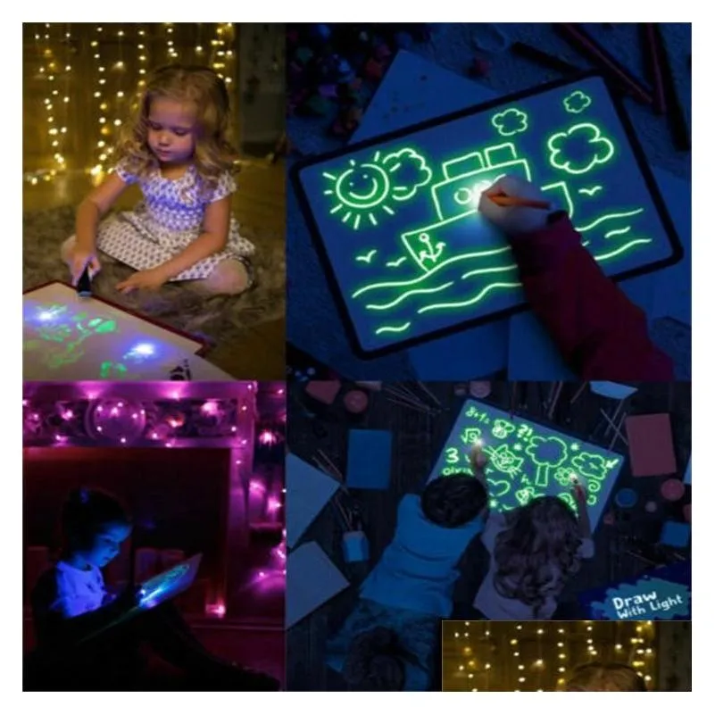 Zabawki LED Light Up Fun Puzzle Ding Toy Sketcad Child Board Graffiti Fluorescencyjna Luminous D z upuszczeniem prezenty Lighted Otrpy