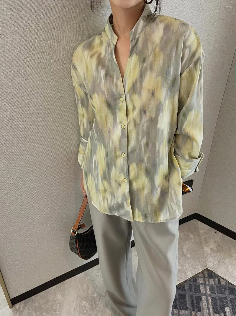 Camicette da donna Camicette Moda Donna Camicetta 2023 Abbigliamento floreale Vintage manica lunga Y2k Top Crop Autunno Elegante Chic Oversize stile coreano