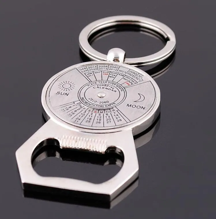 2023 Perpetual Calendar Keychain Sun Moon Compass Keychain Metal Compass Keychain Pendant Bottle Opener