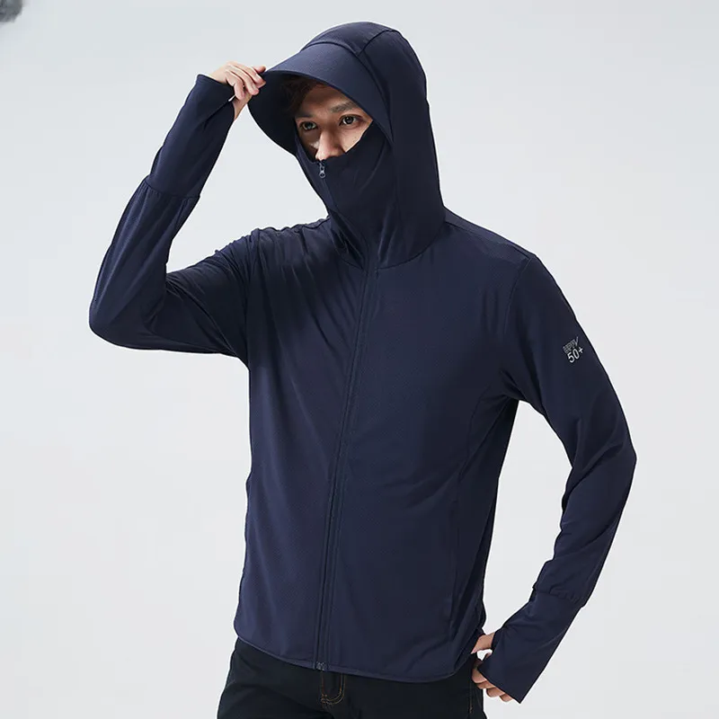 Giacche da uomo Estate UPF 50 Protezione solare UV Cappotti in pelle Cappello staccabile Abbigliamento sportivo ultraleggero Capispalla con cappuccio Uomo Giacca a vento Casual 230911