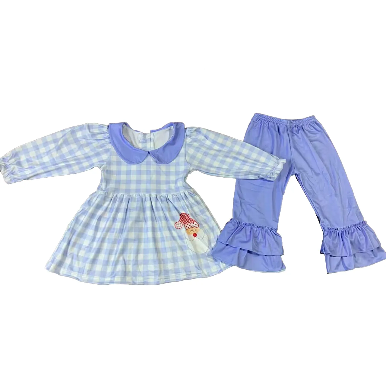 Clothing Sets Wholesale Kids Christmas Outfits Girls Boys Santa Claus Sets Plaid Baby Romper 230912