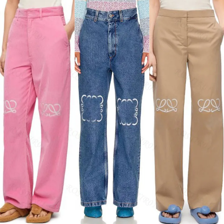 Designers Femmes Jeans Arrivées Street Out Patch Ajouré Patch Brodé Casual Bleu Droit Chaud Violet Marque Pantalon Denim Pantalon