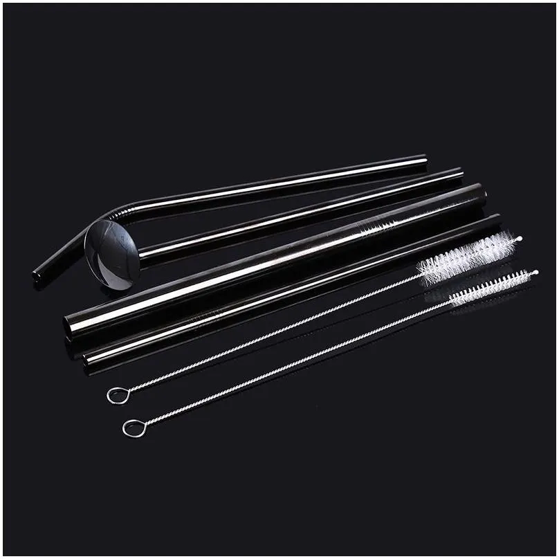 Drinking Straws 6Pcsset Reusable Sts Stainless Steel St With Cleaner Brush Straight Bent Box Bar Accessory Drop Delivery Home Garden Ot9Qb