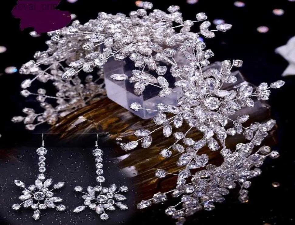Hair Accessories Luxurious Baroque Bridal Headpieces Crown and Tiaras Earrings Sparkly Crystals Rhinestones Women Headwear Headdress Q230912