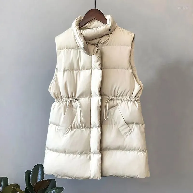 Coletes femininas moda inverno colete jaqueta mulheres quentes sem mangas casaco básico casual para baixo longo fino sólido algodão acolchoado colete femme