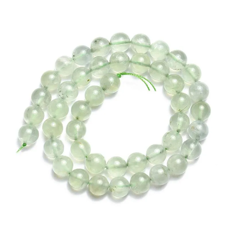 Pietre preziose sciolte Prehnite reale 5 fili / lotto 4 mm 6 mm 8 mm 10 mm 12 mm gioielli fai da te perline rotonde in pietra naturale per braccialetto collana Dhgarden Dhf45