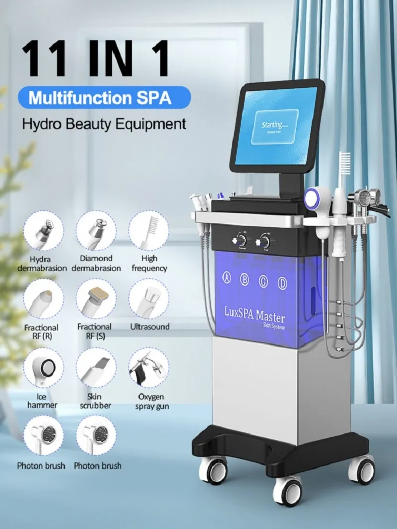 وصول جديد Aqua Facial Peeling 11 in 1 Machine microdermabrasion Peel Chermabrasion Oxygen SPA Whitening Skin Care Beauty Salon Equipment
