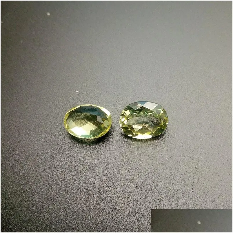 Pierres précieuses en vrac Quartz citron naturel ovale damier coupé haut de gamme 100% véritable pierre semi-précieuse 9X7-10X8Mm pierre précieuse pour juif Dhgarden Dhxgy