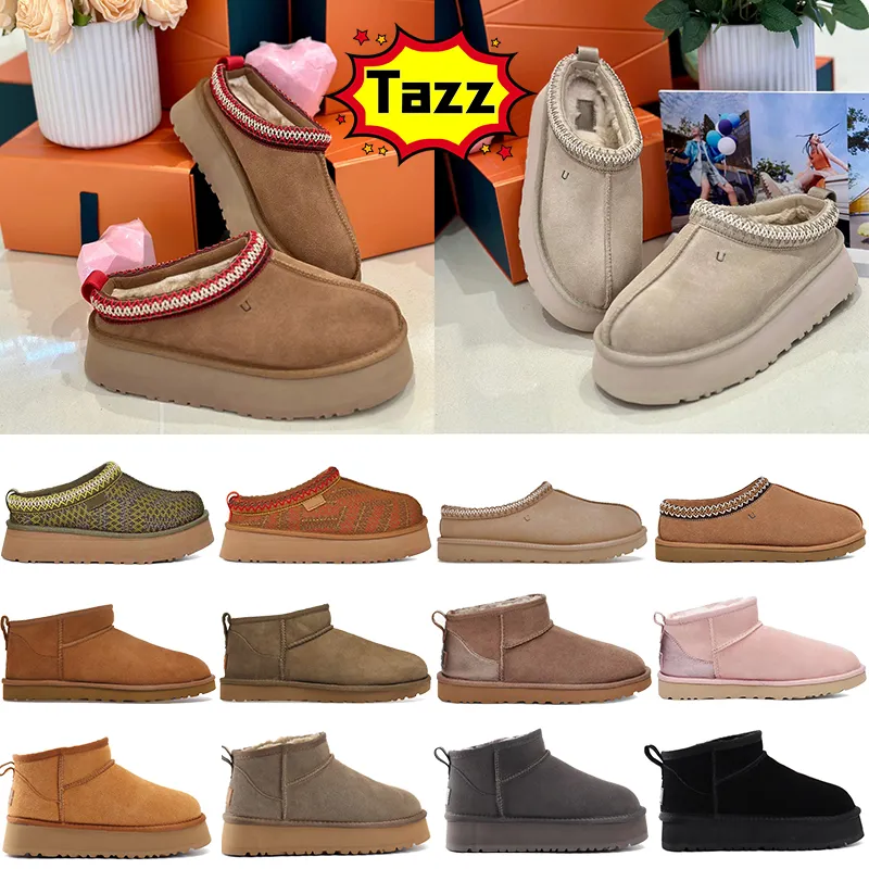 Designer Dameslaarzen Australië Klassieke ultra mini platform snowboots Tasman laarsjes dames Winter Warme Wollen Schoenen outdoor Tazz Suede Shearling platforms Slipper