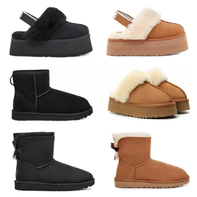 bottes de créateurs Australie pantoufles Tasman femmes plate-forme hiver bottillons fille classique botte de neige cheville courte arc mini fourrure noir châtaigne rose chaussures noeud papillon