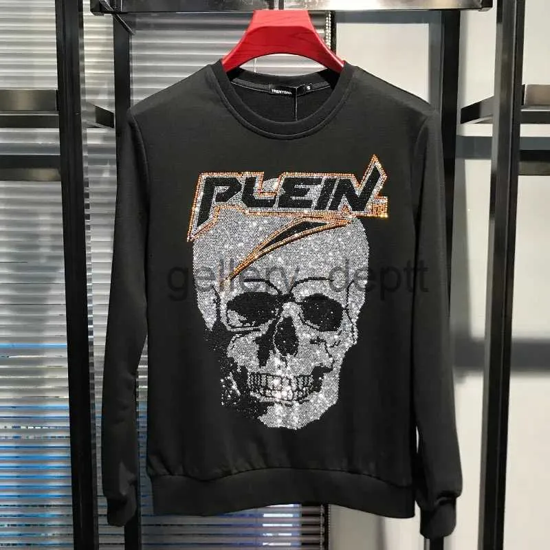 Herrtröjor tröjor högkvalitativa män jumper pullover skalle designer hoodies hip hop tröja manliga strass streetwear toppar j230912