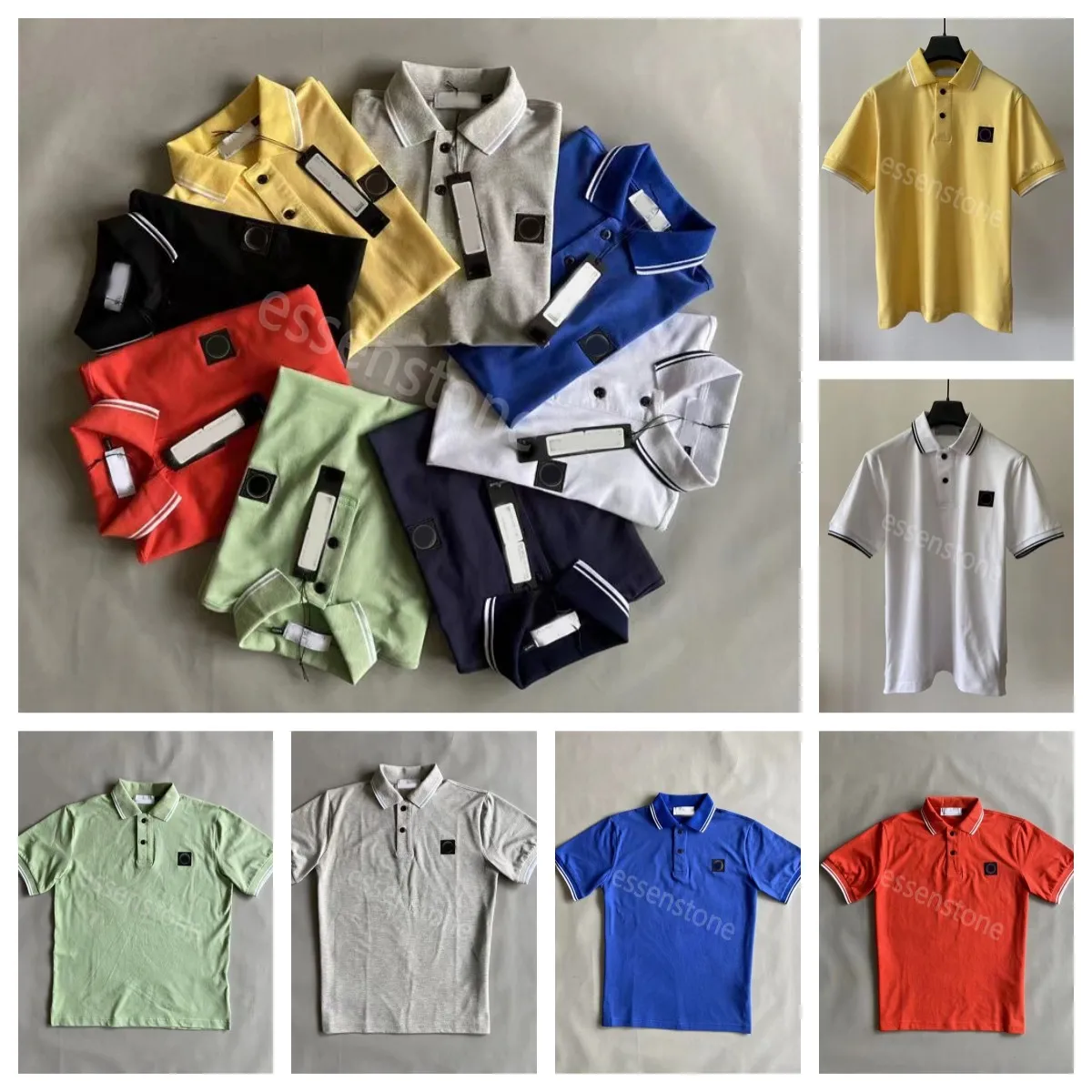 Hombres piedras camiseta bordada 23ss diseñador Tops piedras camisa sudadera brújula brazalete algodón polo manga corta jersey STONE sudadera con capucha verano corto M-3XL