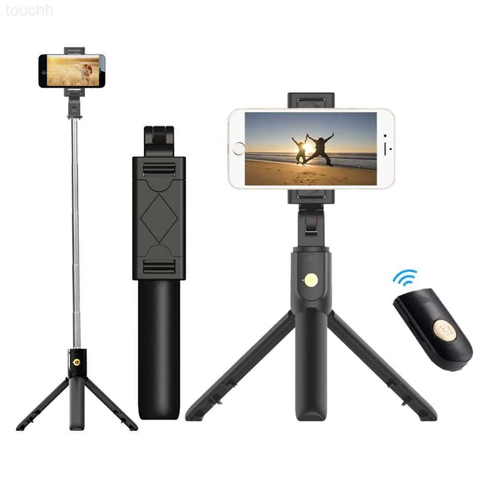 Selfie Monopods Multi-fonction K07 sans fil Bluetooth Selfie monopode bâton pliable monopodes de poche extensible à distance Mini pour téléphone intelligent L230912