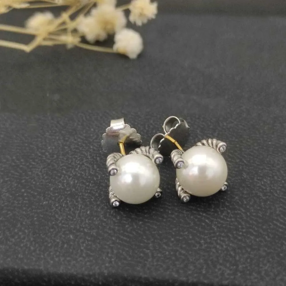 Dy Earring Pearl Studs Stud Designer Women Elegant Earrings Vintage Fashion Jewelry Accessories Wedding Jewelry Orecchini Inlaid Imitation Zircon