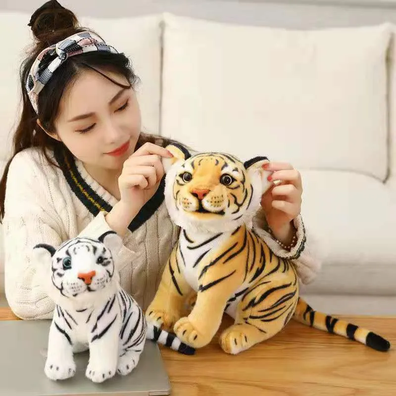 Imitação bonito pequeno tigre boneca pano ano do tigre mascote brinquedo de pelúcia bonito zodíaco tigre presente das crianças