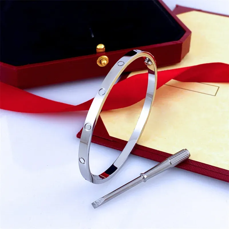 bracciale di design da 4 mm per donna uomo polsino in oro braccialetto donna uomo bracciali in acciaio al titanio oro argento rosa braccialetto moda gioielli di lusso taglia 16 17 18 19 cm U54O