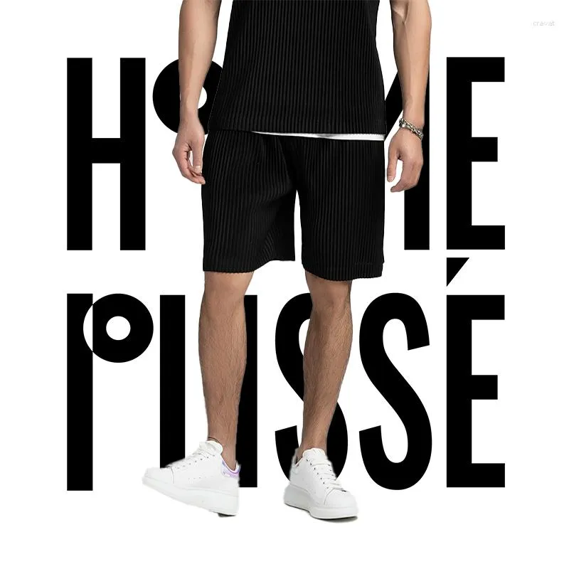 Shorts pour hommes Miyake Plissé Homme Pantalon Lâche Casual 2023 Vêtements d'été pour hommes Gym Sport Baggy Mâle Cordon Menswear