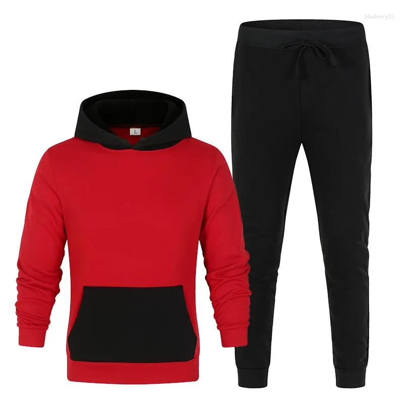 Homens Tracksuits Tracksuit Homens Moda Sportswear Cor Splice Hoodie Vetement Homme Jogging 2 peças Moletom Com Capuz