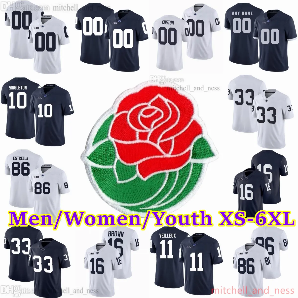 2023 Personnalise S 6XL NCAA Penn State Nittany Lions Maillot de football 15 Drew Allar 13 Kaytron Allen 1 KeAndre Lambert Smith 23 Curtis Jacobs 34