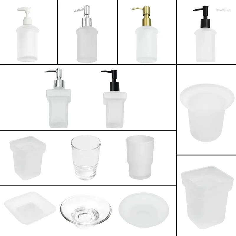 Liquid Soap Dispenser Toothbrush Cup Transparent And Matte Glass Tumbler Bathroom Wash Dish Replacement Accessories