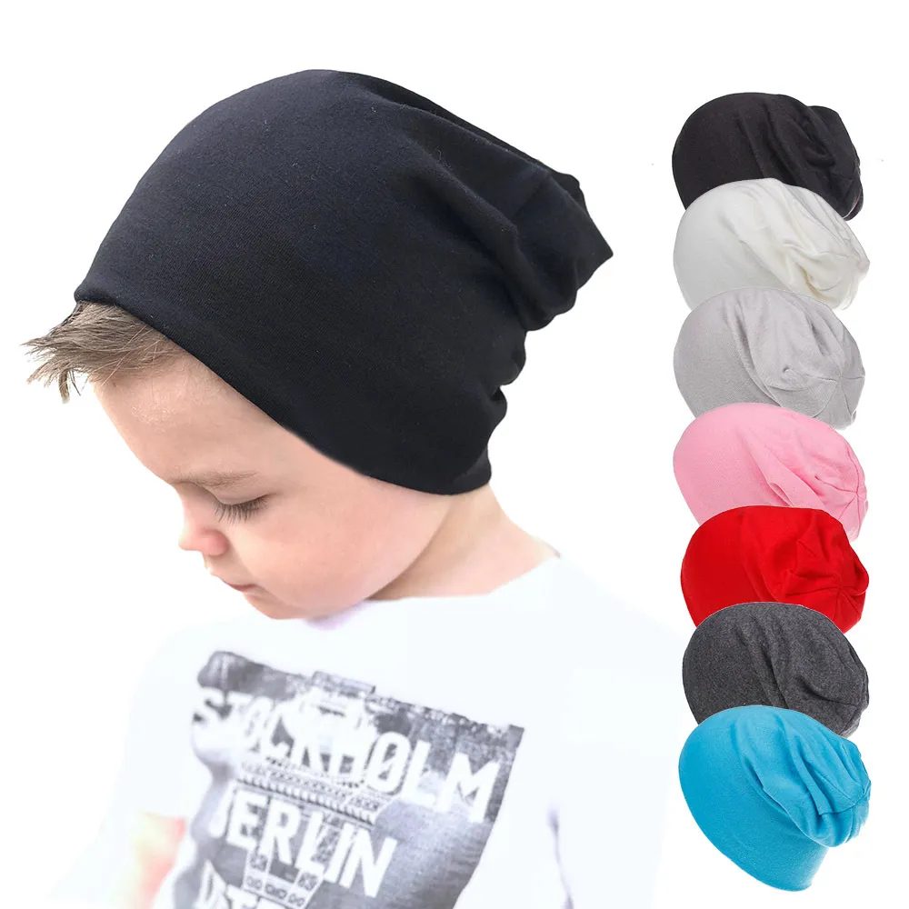 Spädbarn bomull slouchy hatt vår höst barn pullover beanie hatt ren färg hip hop casual caps för pojkar och flickor m259s