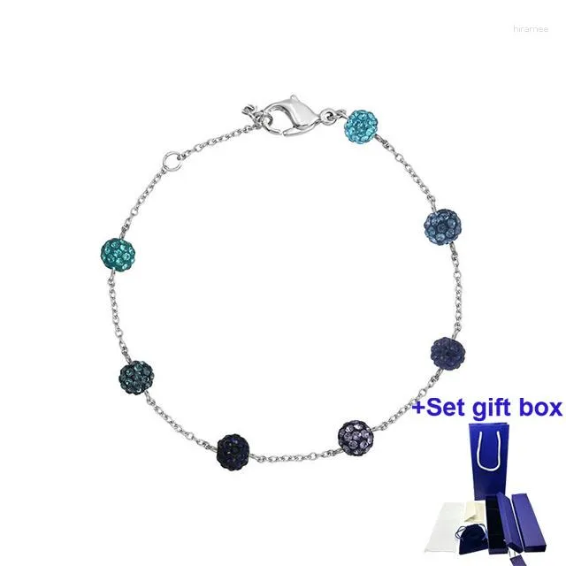 Link Bracelets S High Quality Fashion Bracelet Blow Blue Purple Crystal Ball Exquisite Gift Box