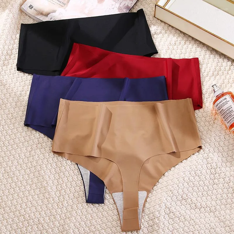 Women's Panties Women Ice Silk Thong Seamless Briefs Female High Waist Underpants Ultra-thin Underwear Solid Comfortable Lingerie