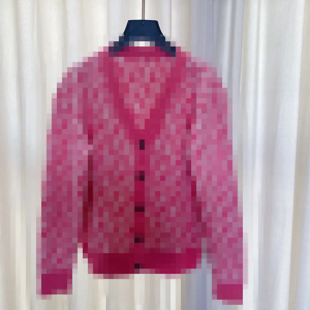 2023 Pink Lett Print Marka kardigan damska w tym samym stylu Swetery damskie DH137