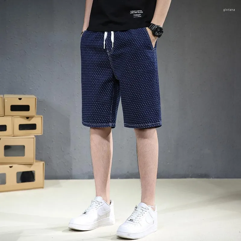 Męskie szorty Summer Latis Dire Dots Denim luźne plus cienkie, szczupłe pięciopunktowe średnie spodnie