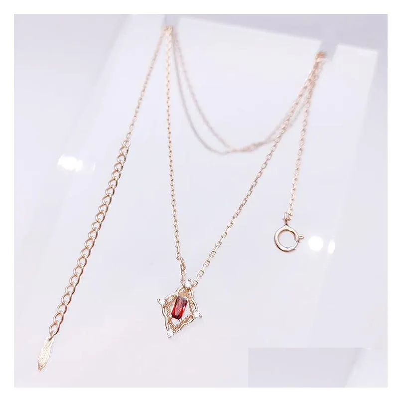 Pendant Necklaces High Quality Light Weight Solid 925 Sier Rose Gold Plated China Jewelry Lots With Natural Stone Garnet 2 S Dhgarden Dh9Zj
