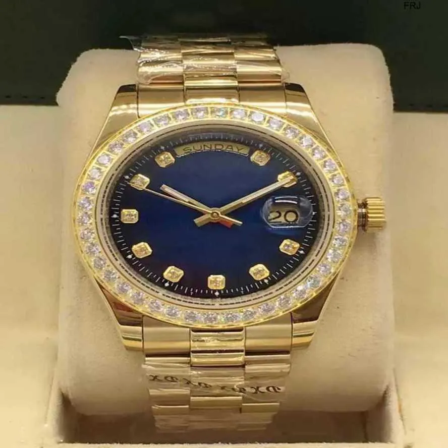 Rolaxs Orologio da donna Orologio da polso meccanico automatico con diamanti Orologio da uomo 41 mm con quadrante romano e pietra Fibbia pieghevole in acciaio inossidabile Impermeabile Se8x