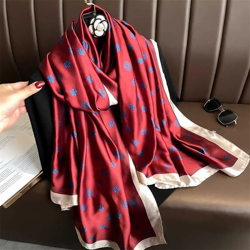 Scarves 180x90cm Women Scarf Fashion Quality Soft Silk Scarves Female Shawls Foulard Beach Cover-Ups Wraps Silk Bandana 230831
