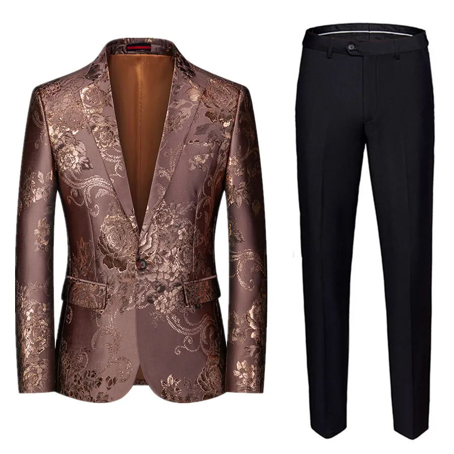 Mens Suits Blazers Mens Jacquard Suit British Style Men