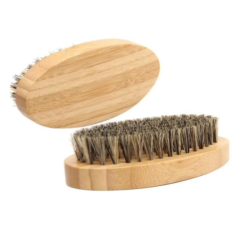 Party Favor Customized Logo Bamboo Beard Brush Boar Bristle Oval Facial For Men Grooming Amazon Drop Delivery Home Garden Festive Su Otagk