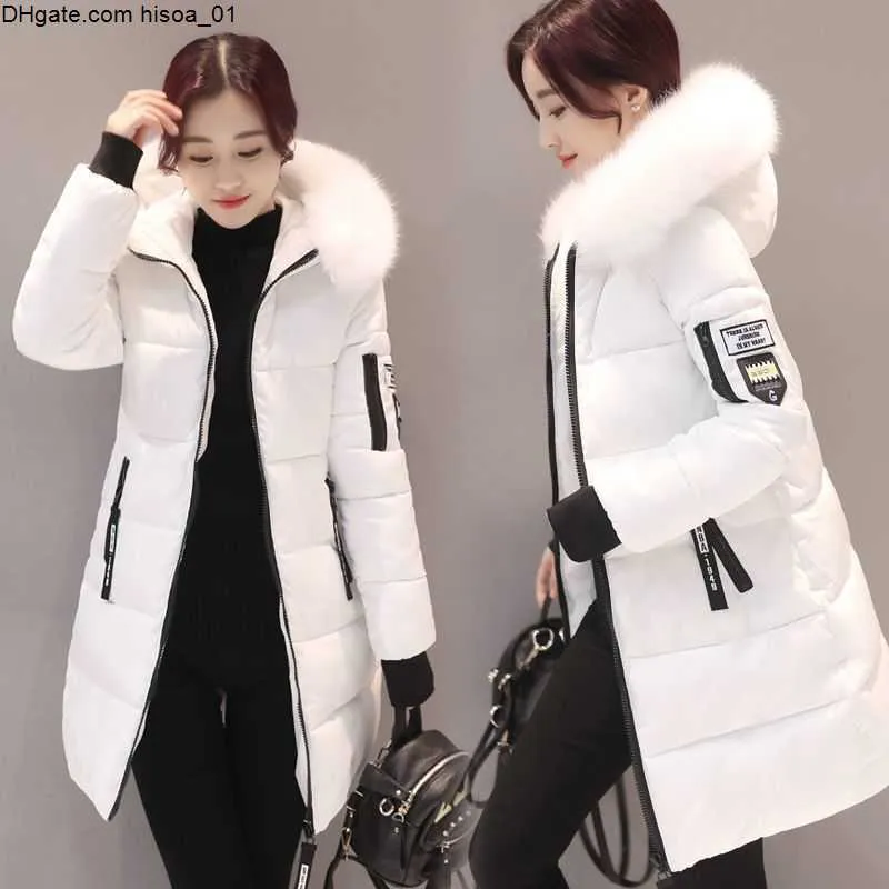 New Womens Winter Coats Womans Long Cotton Casual Fur Hooded Jackets Warm Parkas Female Overcoat Coat 