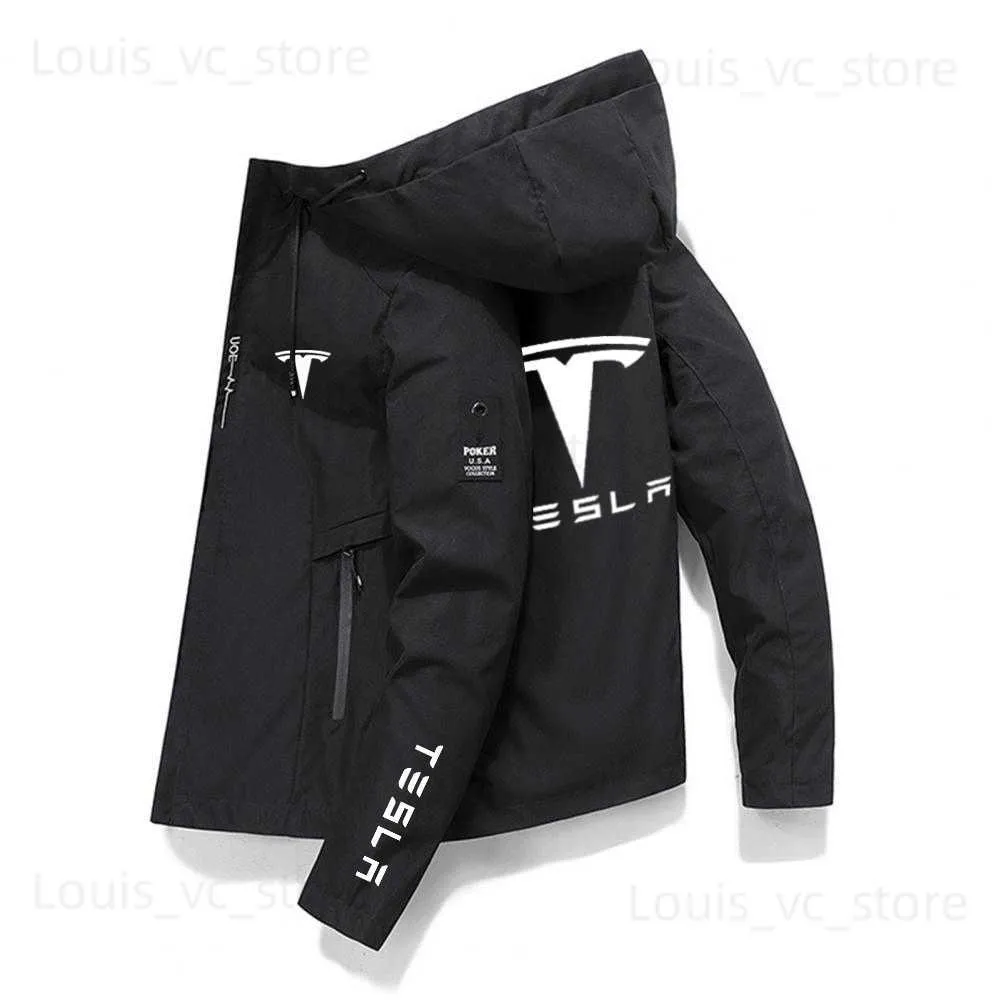Mens Jackets Tesla Spring And Autumn New Cropped Jacket Mens Windbreaker Zipper Jacket Casual Tesla Motor Jacket Fashion Outdoor Advent T230912 From Louis vc store 4.48 DHgate.Com