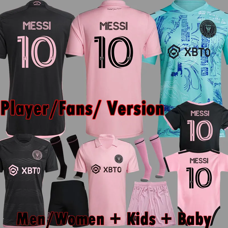 2023 2024 Inter Miami Futebol Jerseys CF Messis Martinez Higuain MLS 23 24  Mulheres Homens Crianças Kit Camisas de Futebol Jogador Fãs Versão Uniforme