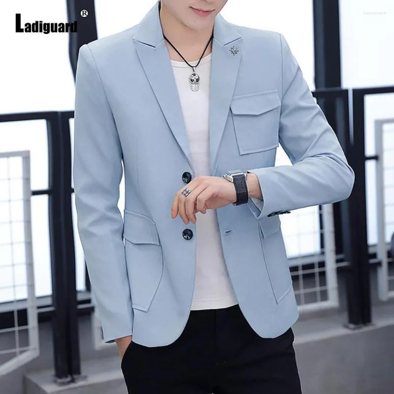 Men's Suits 2023 Double Buttons Men Fashion Blazers Lapel Collar Jackets Pocket Design Outerwear Autumn Casual Blazer Sexy Mens Clothing