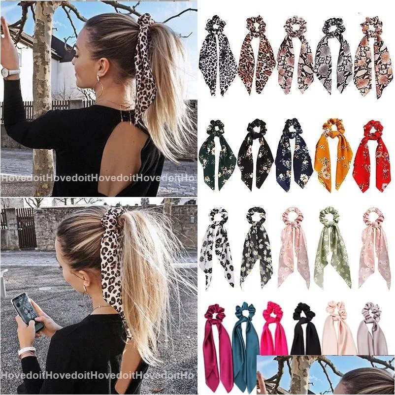 Acessórios para cabelos Candy Color Women Women Scrunchie Bows Ponytailt Hairband Band Bow Nó Chaves de Meninas Arrumadas Produtos de Entrega Droga Dhmax