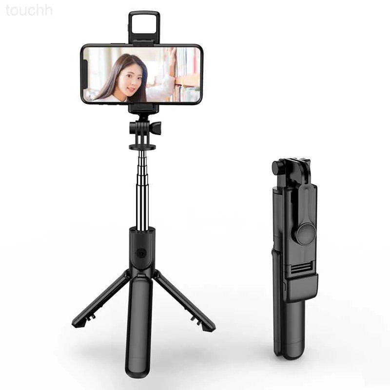 Selfie Monopés S03s Selfie Stick Telefone para Celular Portátil Luz Telescópica Bluetooth Selfie Monopés L230912