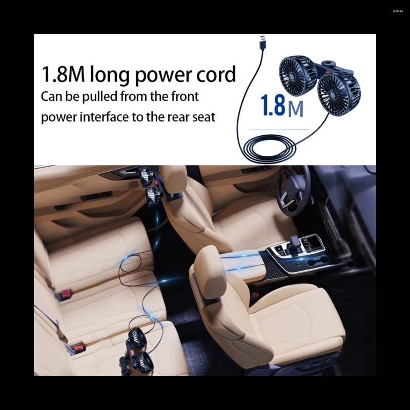 Car Organizer Fan For Electric Clip Cooling Fans Headrest Rotatable Dual Head 3 Speed Rear Seat Air