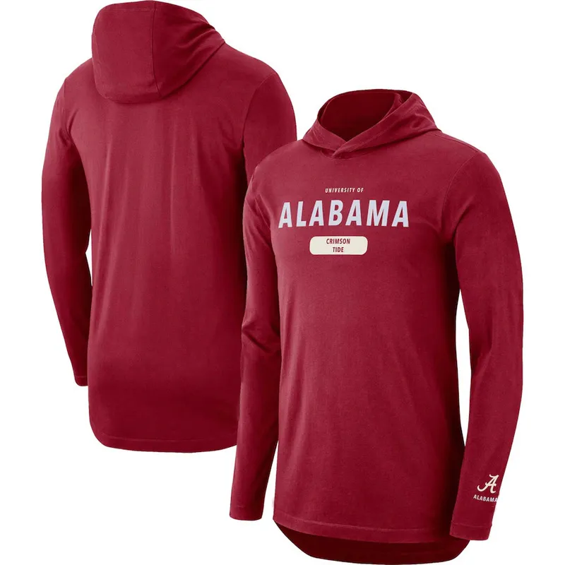 Anpassad Alabama Crimson Tide T-shirt hoodie Anpassa män college grå röda tröjor långa ärmar med huva t-shirt vuxen storlek tryckta brev brev