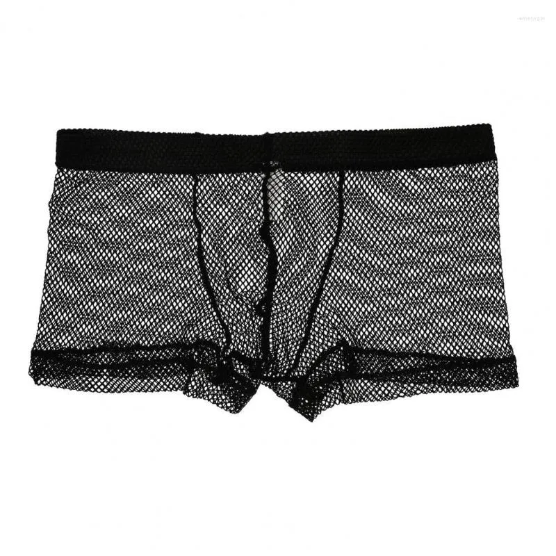 Boxers pour hommes en maille respirante fine avec taille basse, design convexe en U, sous-vêtements anti-septiques doux pour un confort toute la journée