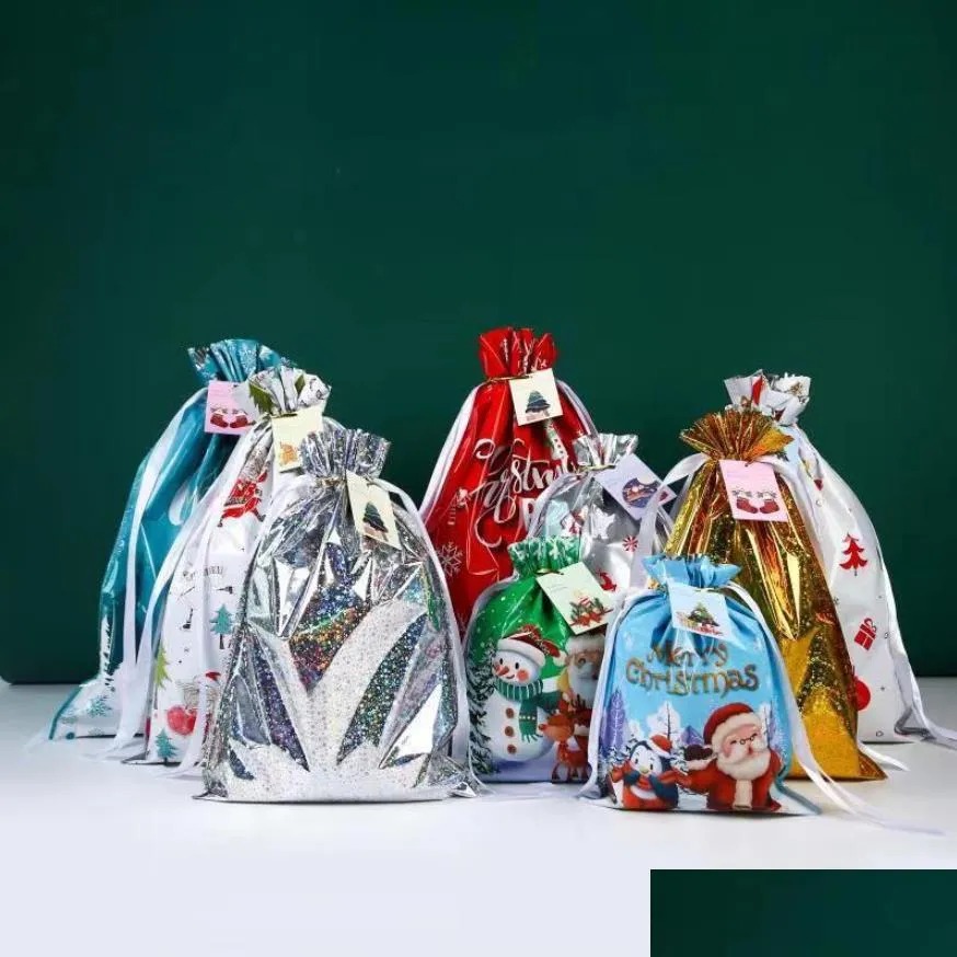 Cadeau cadeau Joyeux Noël Père Noël Dstring Goodie Sac de bonbons Fête Festivel Treat Cadeaux Emballage Drop Livraison Maison Jardin Fes Dhyni