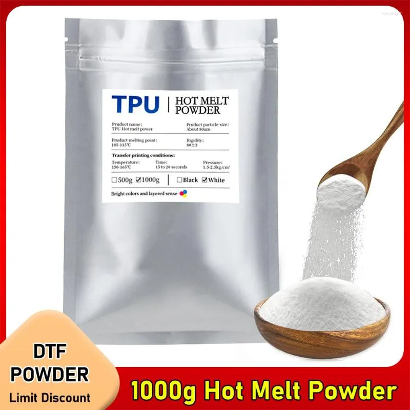 Mürekkep Yeniden Doldurma Kitleri DTF Toz 1000g/35.3 Oz Beyaz Dijital Transfer Eritme Yapıştırıcısı Ön -Taşıyıcı Yazıcı Tüm kumaş üzerine doğrudan baskı