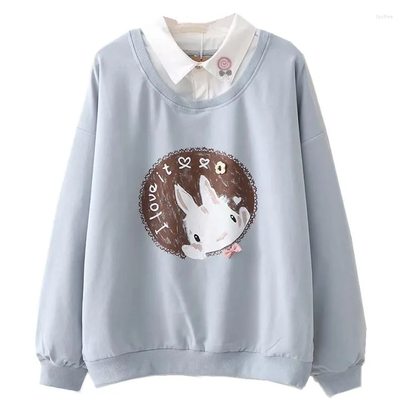 Sweat à capuche pour femmes, mignon, Anime, adolescentes, Kawaii, doux, manches longues, bleu, rose, hauts pull