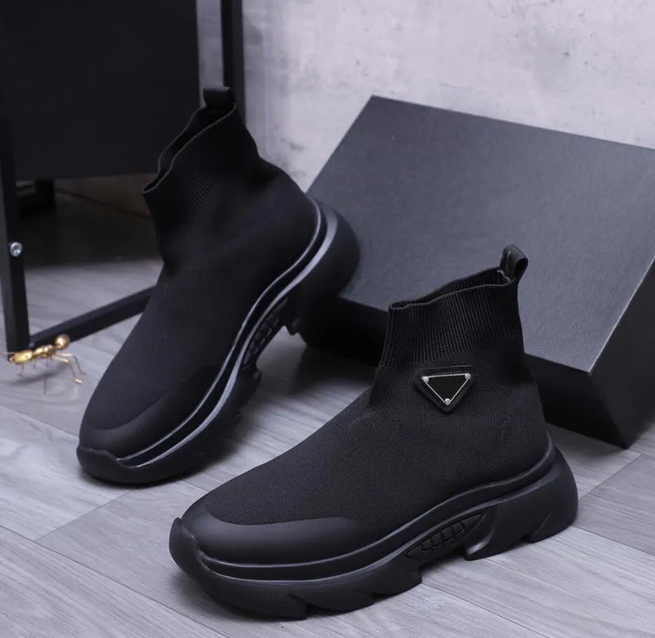 23SS Shoe Autumn Winter Heavy Metal Men Sneaker Male Star Fashion Casual Shoes Mens Socks Shoes Double Non-Slip Sules 38-44 Top Sticke Elastic Mesh Sneakers Boots stövlar